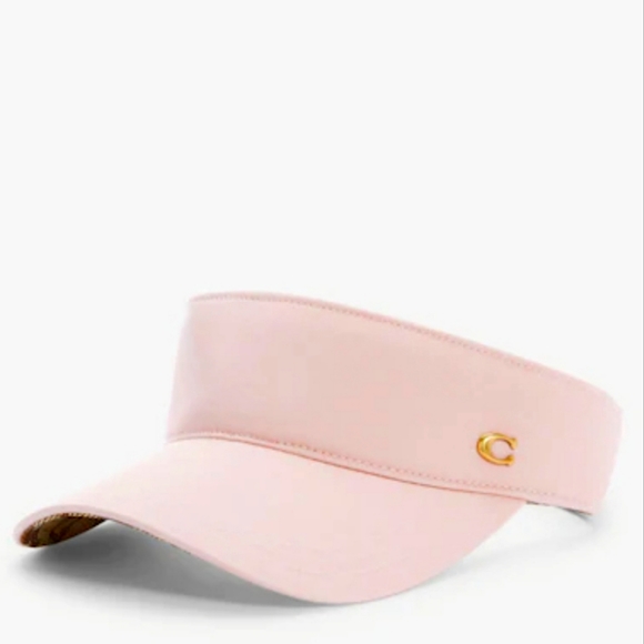 Coach Accessories Coach Solid Visor With Signature Lining In Color Pinkkhaki Poshmark